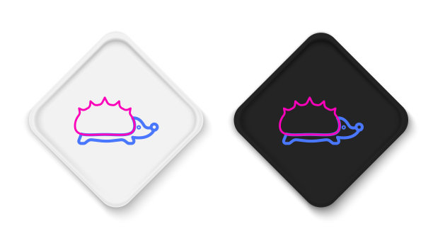 线刺猬图标隔离在白色背景上。动物的象征。彩色轮廓概念。向量图片下载