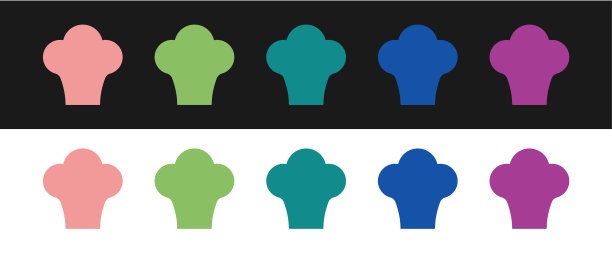 设置厨师帽子图标孤立在黑色和白色背景。烹饪的象征。厨师的帽子。向量图片下载