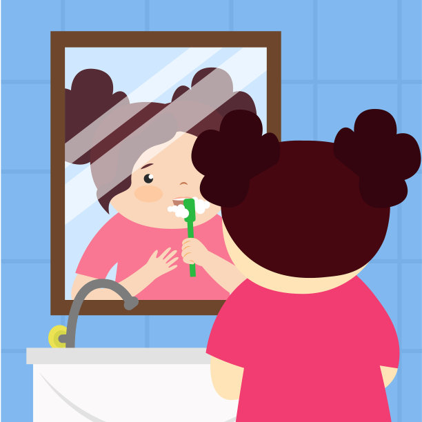 女孩在浴室里刷牙图片下载