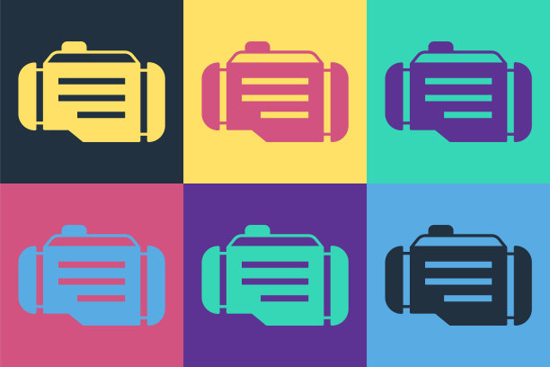 波普艺术检查引擎图标隔离的颜色背景。向量图片下载