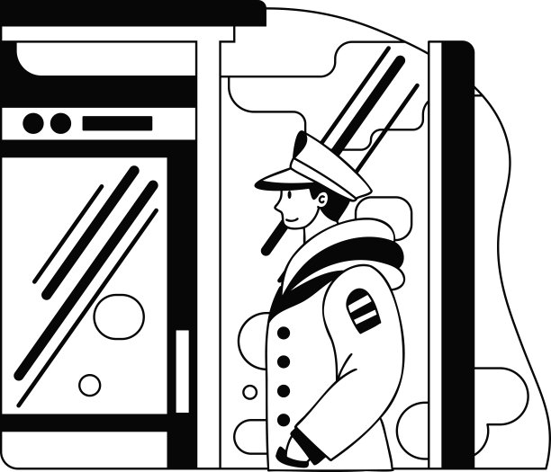 涂鸦风格的警察和警察局插图图片下载