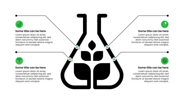 信息图表模板。实验室管与植物和4个步骤图片下载