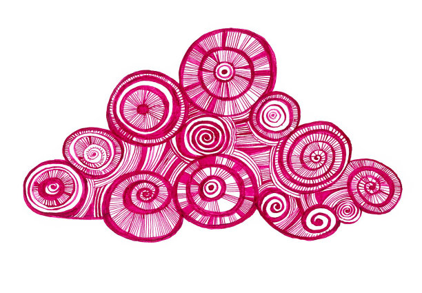 白色背景上的粉红色装饰性云图片下载