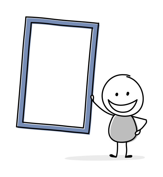 快乐棍人与空板符号。向量图片下载