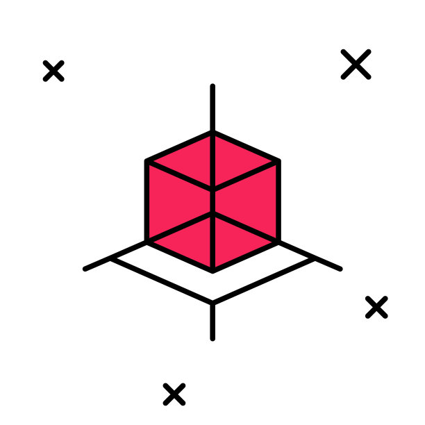 填充轮廓三维建模图标孤立在白色背景。增强现实或虚拟现实。向量图片下载