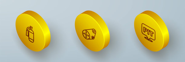 设置等距线灭火器，正时带套件和进站图标。向量图片下载