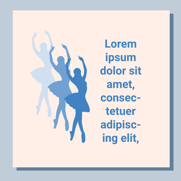 剧场门票设计。芭蕾舞传单模板。芭蕾舞者剪影在芭蕾舞裙和足尖鞋与蝴蝶。蓝卡设计。矢量插图。图片下载