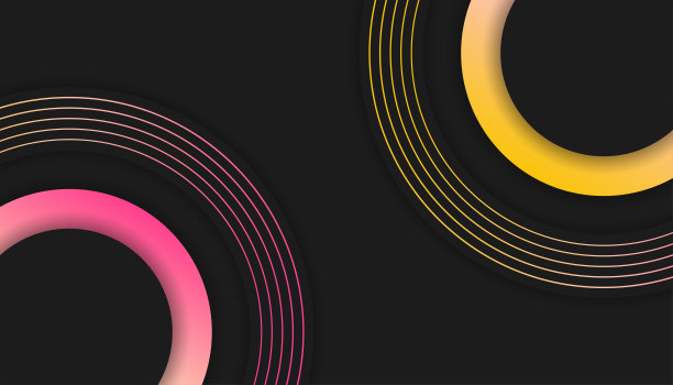 矢量插图的现代和极简主义3D抽象黑色背景与紫色梯度和霓虹灯发光。未来主义的设计，几何形状，圆形和线条，完美的电子音乐图片下载