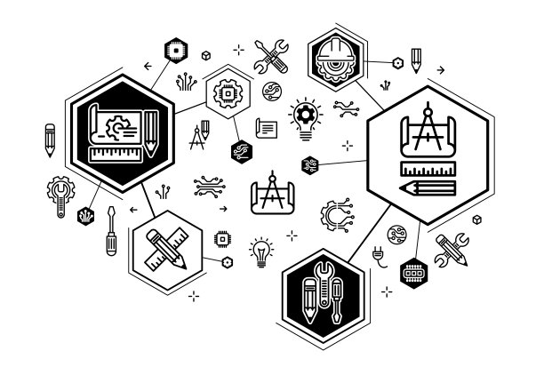 工程和修复一些技术系统矢量图，解决机械和硬件问题。图片下载