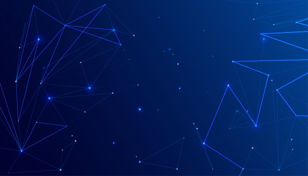 一个未来主义的现代插图，多边形网络与蓝色纹理。用于通信和数字技术，具有几何结构的点，线，星空和三角形。图片下载