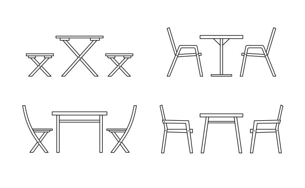 室外桌椅的露台，街头咖啡馆，矢量插图图片下载