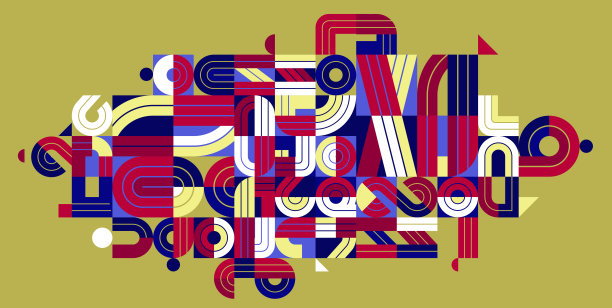 动态凌乱的抽象矢量设计构成，极简的现代艺术，时尚的几何元素。图片下载