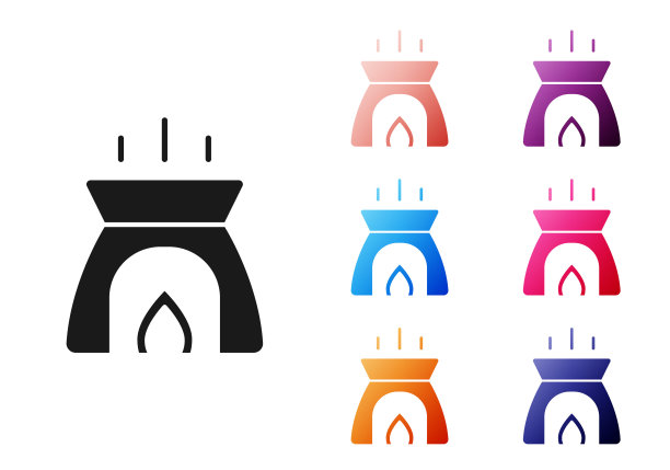 黑色香气蜡烛图标孤立在白色背景。设置彩色图标。向量图片下载