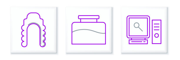 在电脑屏幕上设置直线搜索，法官假发和墨水井图标。向量图片下载