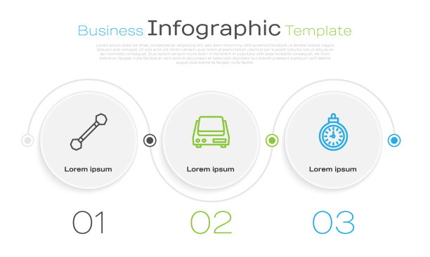 套装线穿孔，电子珠宝秤和怀表。业务信息图模板。向量图片下载