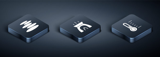 设置等距堆叠热石，桑拿温度计和香气蜡烛图标。向量图片下载