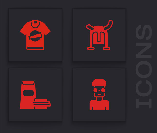 集书呆子极客，t恤，海盗在角头盔和汉堡图标。向量图片下载