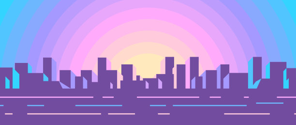 创意抽象城市在傍晚日落的背景。图片下载