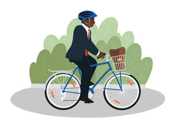 男人穿着正装，骑着自行车，提着篮子。图片下载