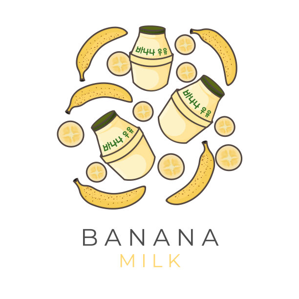 韩国香蕉牛奶卡通插图图片下载