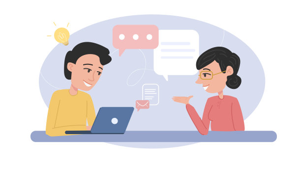 数字技术与传播主题矢量插图，商业概念。图片下载