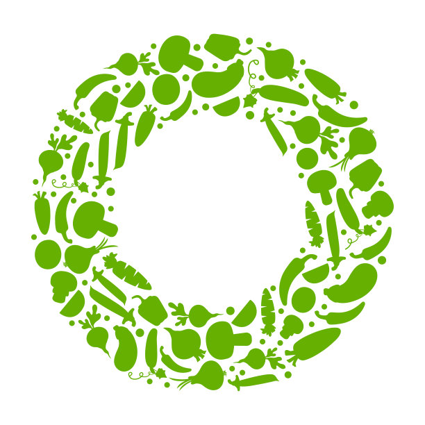 圆形蔬菜边界，农场框架，新鲜的花园背景。绿色食品横幅。有机载体图片下载