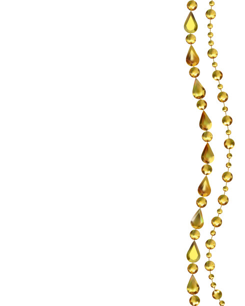 金色的装饰。晶体。珍珠。金色的珠子。钻石。矢量插图。背景。珠宝。悬架。节日的花环。图片下载