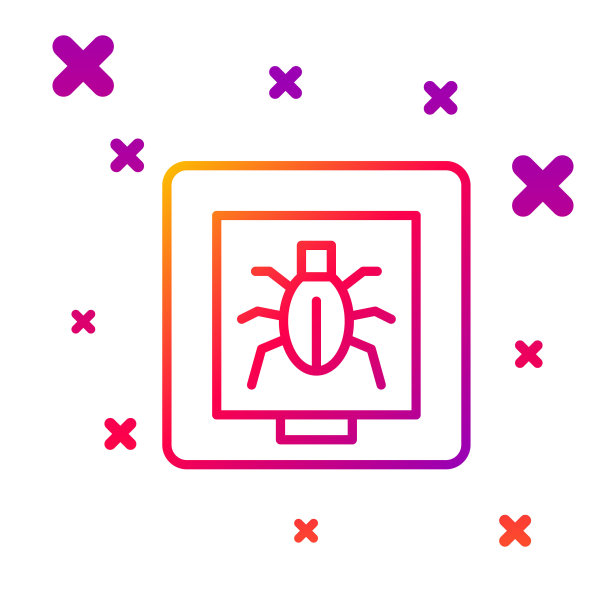 彩色线昆虫在一个框架图标孤立在白色背景。植物标本。梯度随机动态形状。向量图片下载