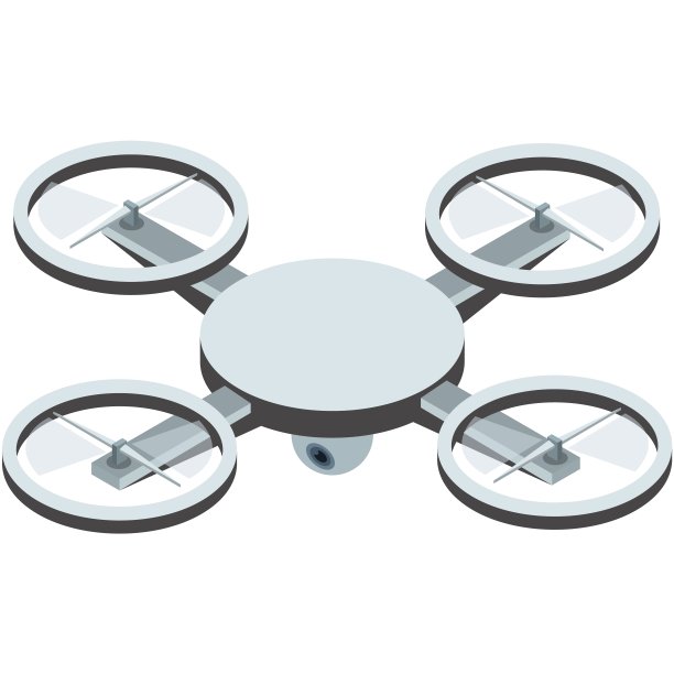 矢量四轴飞行器与摄像机等距图标图片下载