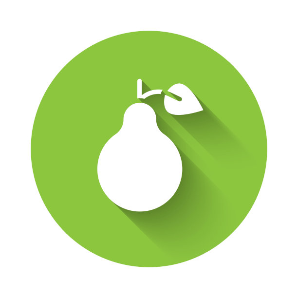 白色的梨图标孤立着长长的影子图片下载