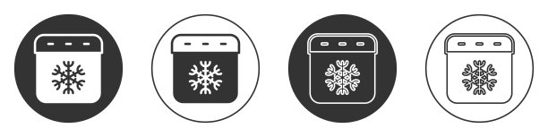 黑色日历冬季图标孤立于白色图片下载