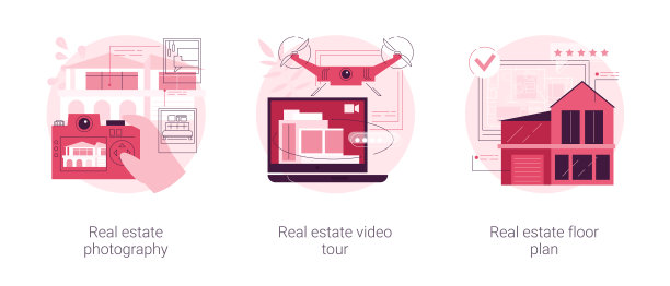 房地产上市服务抽象概念矢量插图。图片下载