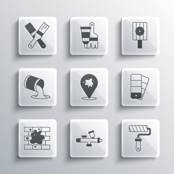 设置油漆喷枪辊刷调色板图片下载