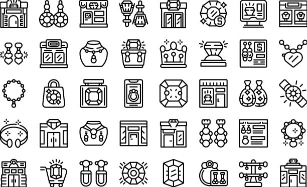 珠宝店图标勾勒时尚图片下载