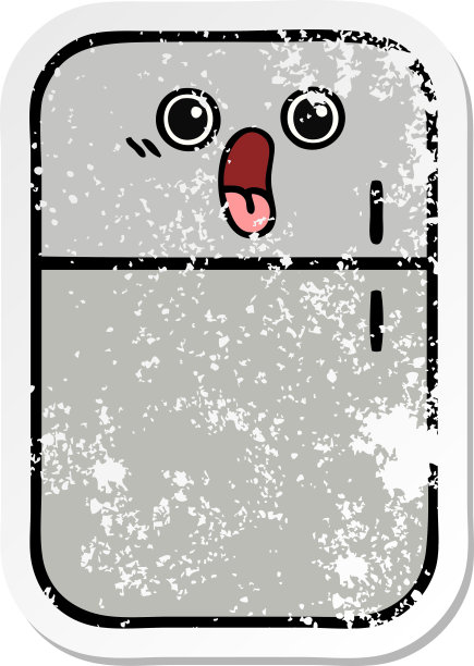 一个可爱的卡通冰箱冷冻室的心疼贴纸图片下载