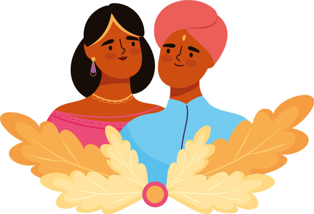 带有金色装饰的印度夫妇图片下载