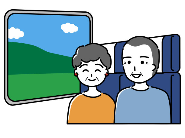 一对老夫妇乘坐特快专列旅行图片下载