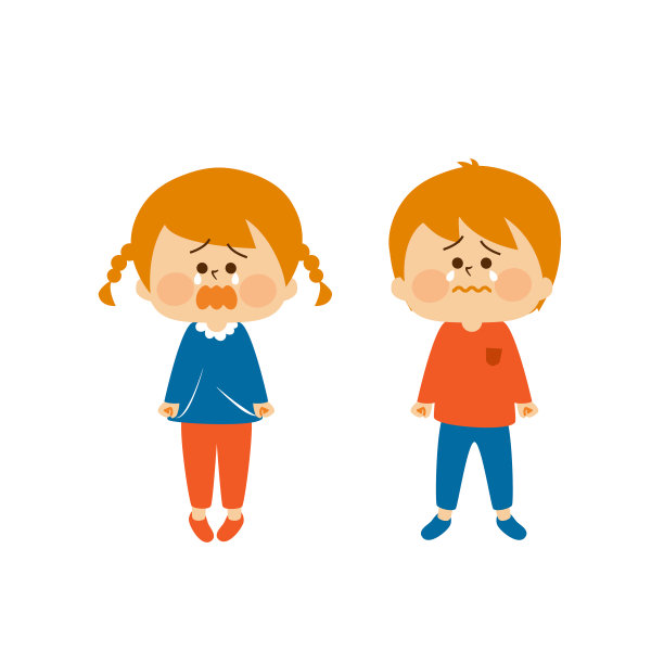 哭泣的男孩和女孩的插图素材图片下载