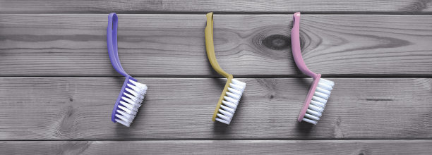 厨房清洁刷。横幅。前视图。图片下载