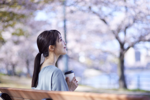 日本商人与樱花图片下载