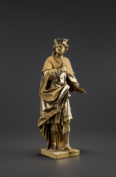 大卫王雕像，古代木雕。从侧面看，3d渲染图片下载