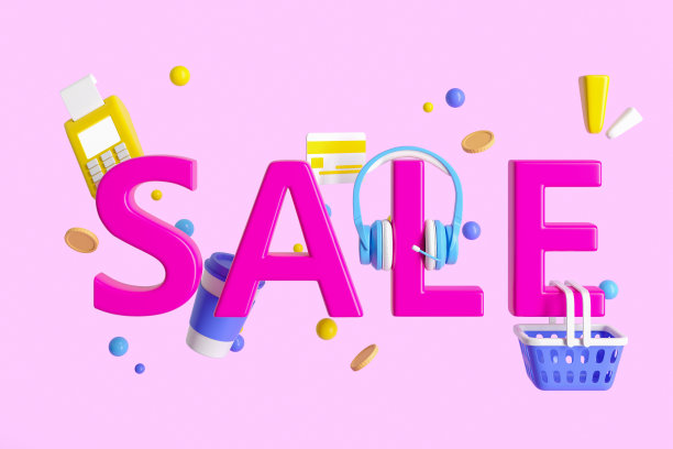 超市图标和销售字母与购物篮图片下载