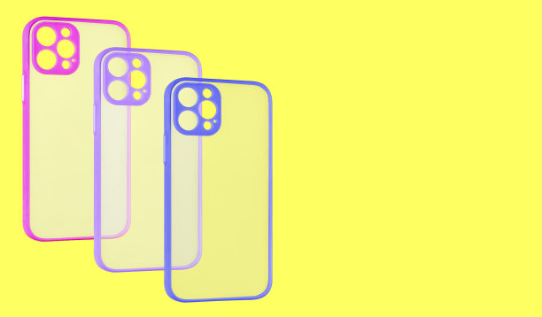 硅胶手机壳部分透明，黄色背景，留有文字空间图片下载