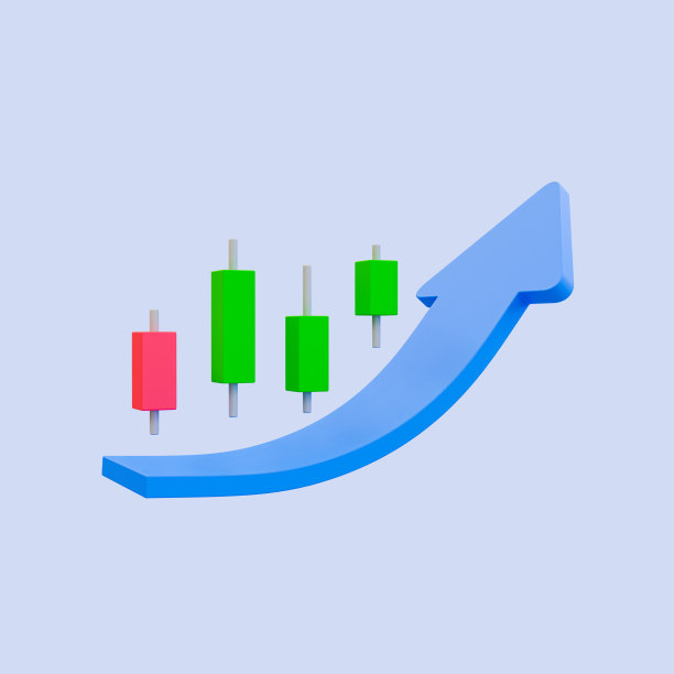 三维最小数据分析图标。飙升的财政。股票。加强货币。蜡烛图与箭头向上。3 d演示。包括裁剪路径。图片下载