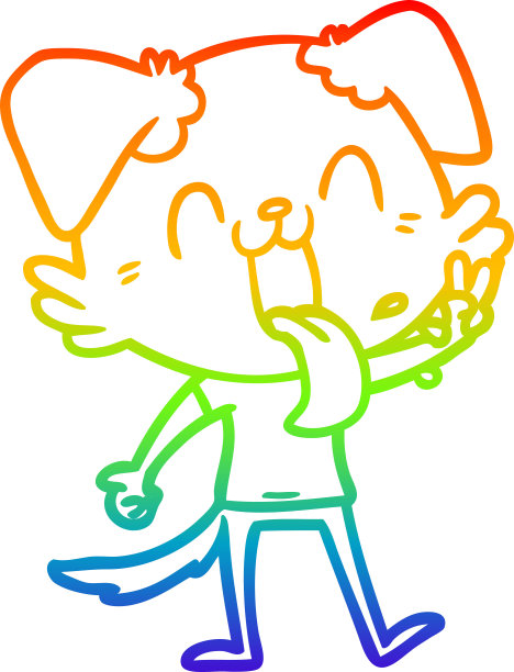 彩虹渐变线绘制卡通喘息狗图片下载