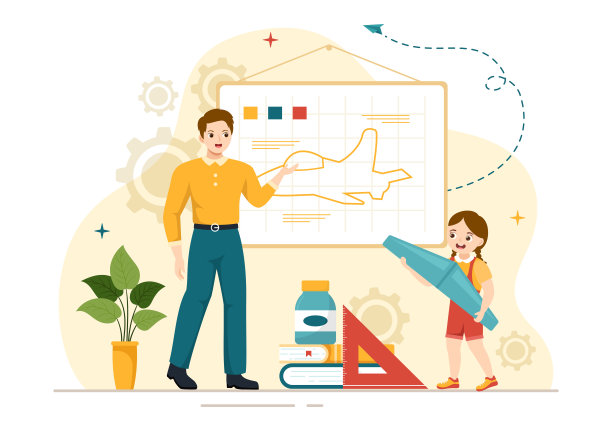 飞机建模和制作插图组装或绘画平面卡通手绘着陆页模板巨大的飞机模型图片下载