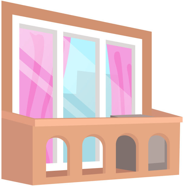 阳台矢量复古阳台栏杆窗户外墙的建筑，平台与栏杆图片下载