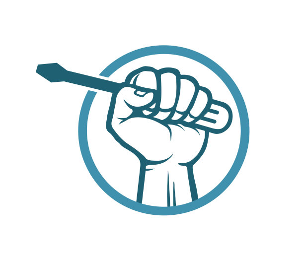 创意手和螺丝刀成圆形矢量设计图标图片下载