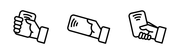 NFC技术。非接触式无线支付标志。接触更少。手机NFC支付。信用卡NFC图标集。非接触式无线支付。NFC技术少接触信用卡。图片下载