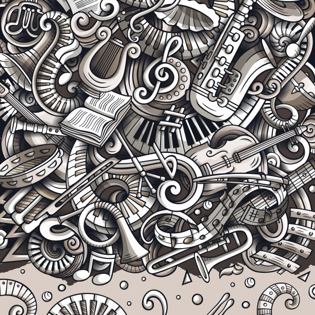 卡通矢量涂鸦经典音乐框架图片下载